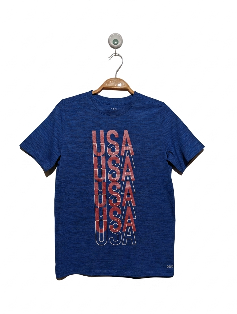 DSG Boys Blue "USA" Performance Tee - Size M (10-12) Estimated Age 10-12 Years AB2