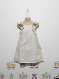 La Compagnie Des Petits Girls Off-White Metallic Striped Ruffle Dress - Size Estimated Age 8 Years AB2