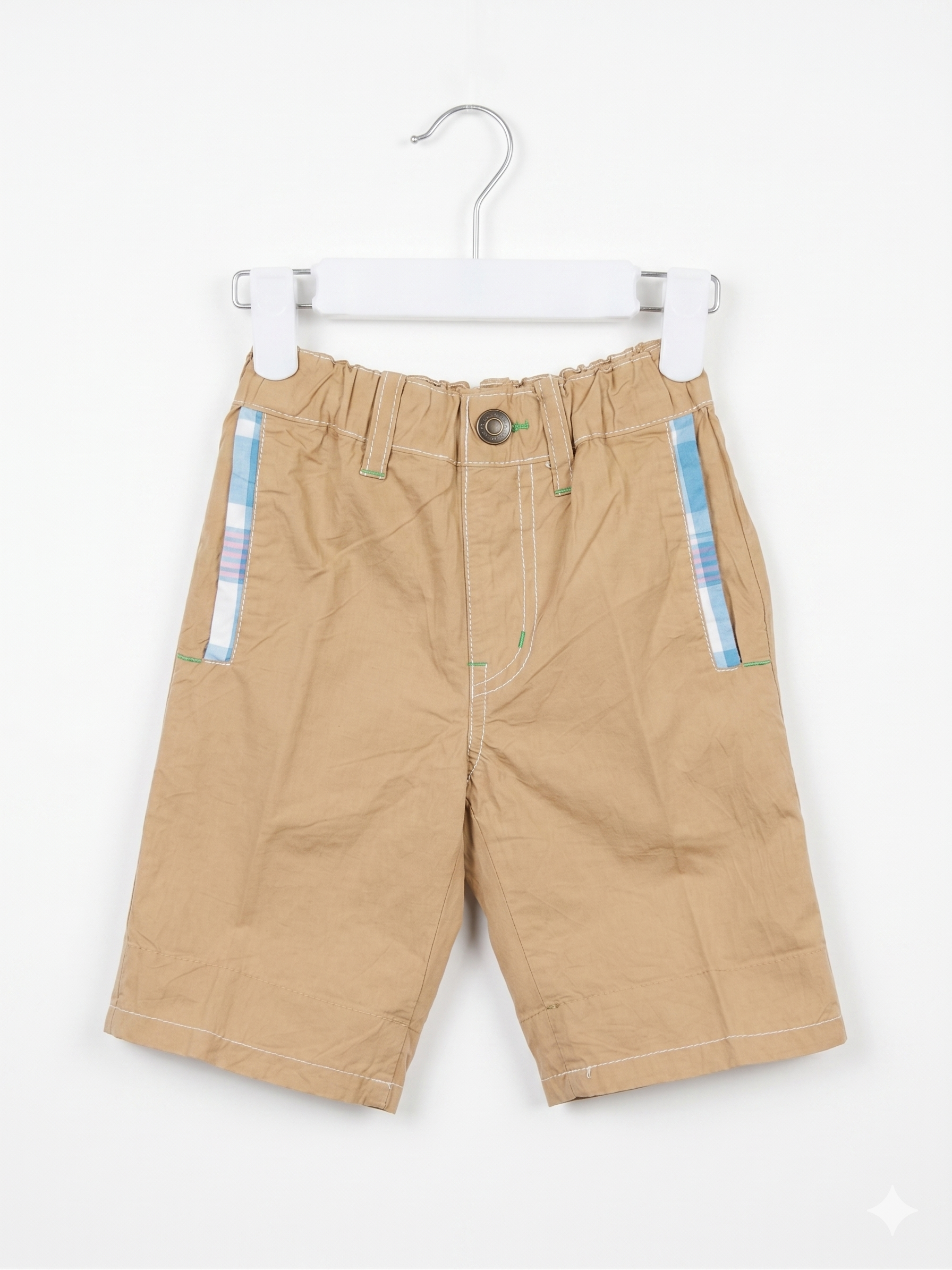 Baby Gap toddler clothes, kids khaki shorts, 2T boys shorts, varsity style toddler shorts, pre-loved Gap kids, tiny thrift store quality apparel.