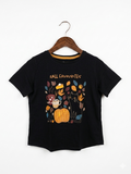 Little Kids "Fall Favourites" Black Graphic T-Shirt - Size 4-5 Years AB1