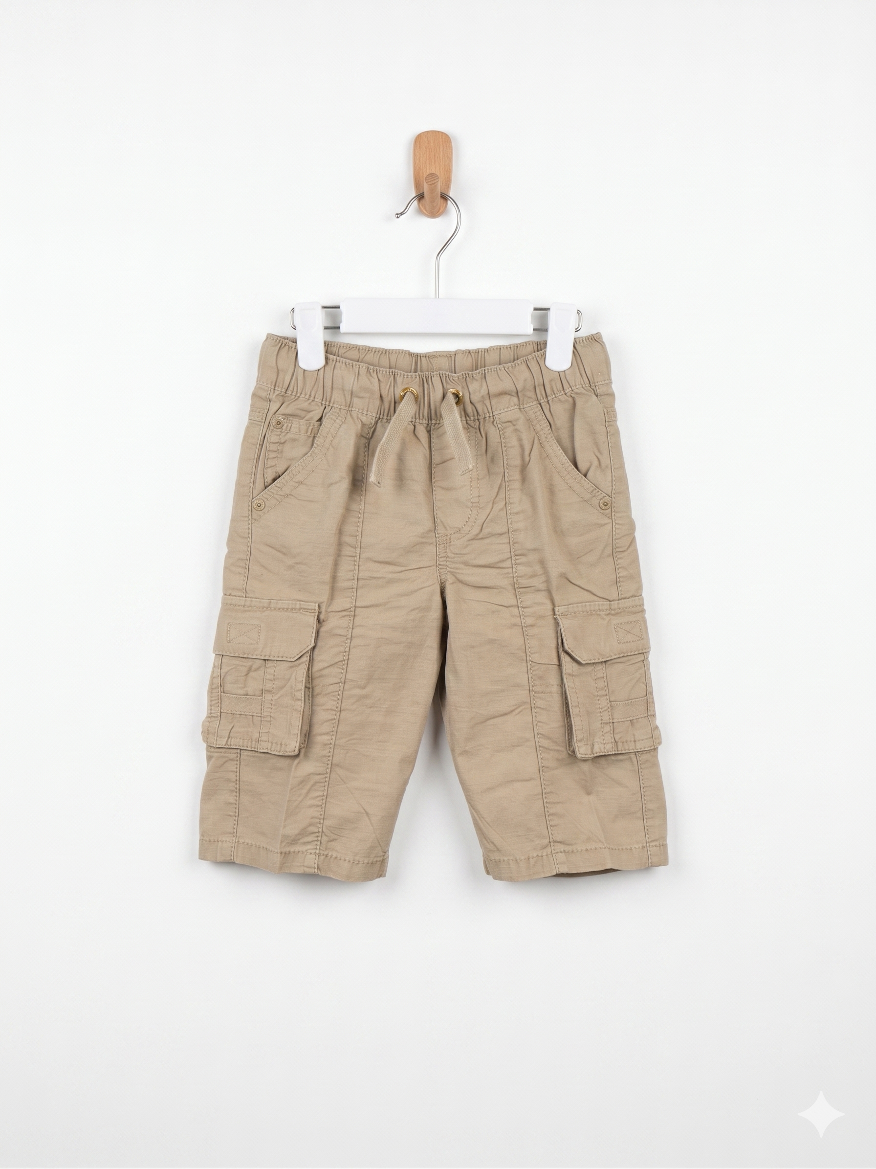 Topolino Boys Khaki Ripstop Cargo Shorts - Size 122 (Estimated Age 6-7Y) AB1