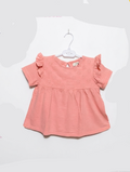 F&F Girls Peach Eyelet Embroidered Flutter Sleeve Top - Size 4-5Y Estimated Age 4-5 Years AB2