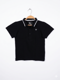 URBN-DEPT Boys Classic Black Pique Polo Shirt with Tipped Collar - Size Estimated Age 9 Years AB1