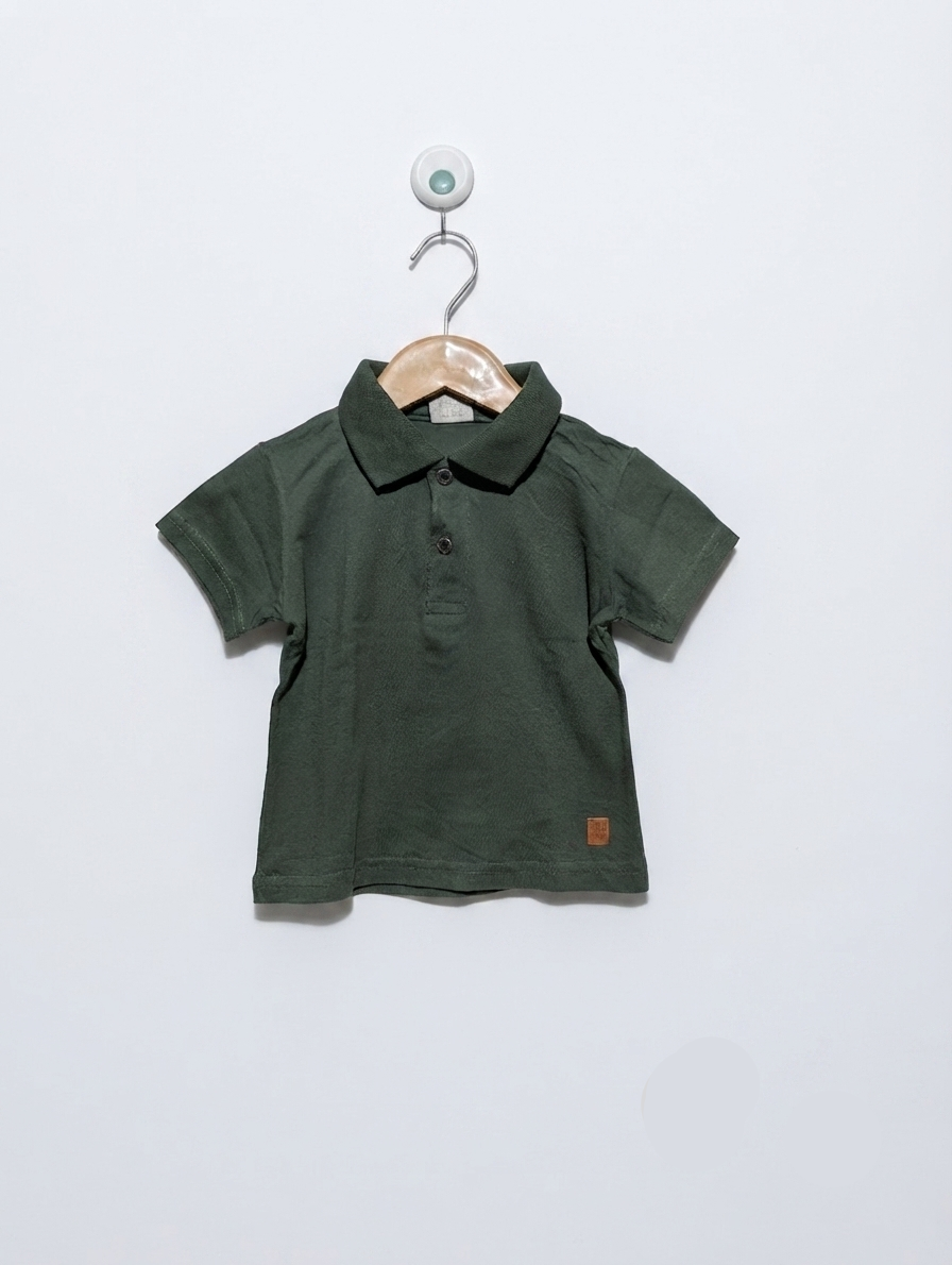 Pulla Bulla Boys Olive Green Classic Short Sleeve Polo Shirt - Size 1 Estimated Age 1-2 Years AB2
