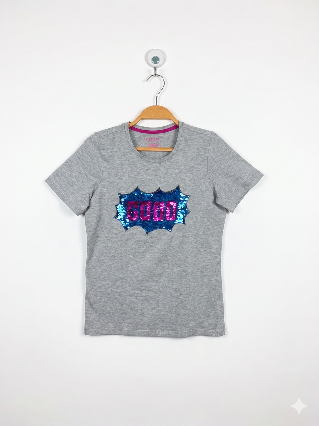 Happy Kids by Tchibo Girls Heather Grey Sequin "COOL" Short Sleeve Tee - Size 146/152 11 to 12 years AB1