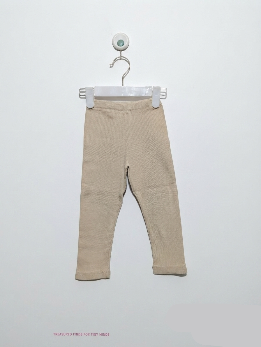 Elfindoll Classic Girls Beige Ribbed Leggings - Size 90 Estimated Age 1.5-2 Years AB2