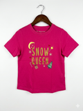 V by Very Girls' Fuchsia "Snow Queen" Glitter Graphic T-Shirt - Size 6-7 Years AB1