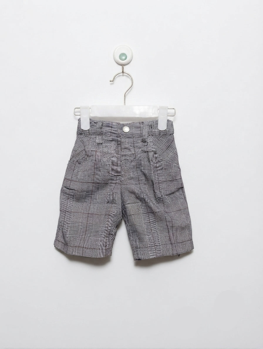 Topomini Boys Grey Plaid Casual Shorts - Size Estimated Age 18-24M AB2