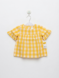 Carter's Girls Yellow and White Gingham Ruffle-Sleeve Top - Size Estimated Age 18 Months AB2