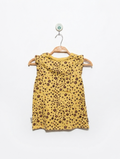 Little Kids Girls Mustard Yellow Floral & Heart Print Ruffle Tee - Size 128 cm (Estimated Age 7-8 Years) AB2