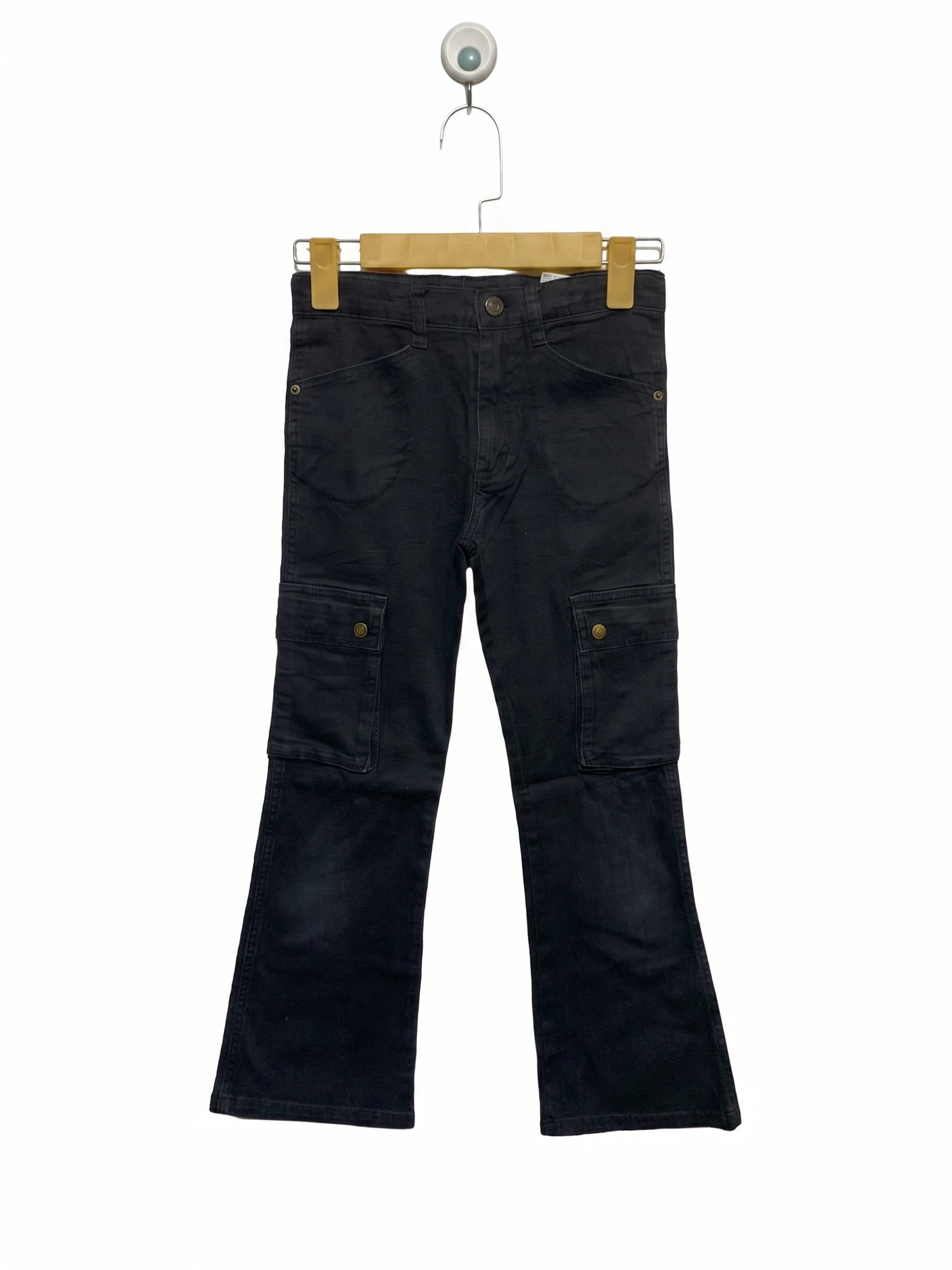 Blue Mart Kids Boys Washed Black Cargo Flare Pants - Size Estimated Age 10 Years AB1