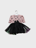 SHEIN Baby Girls Pink & Black Heart Print Tutu Dress - Size Estimated Age 3-6 Months AB2