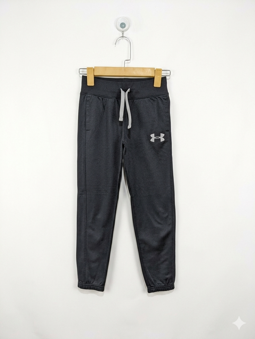 Under Armour Unisex Boys Girls Charcoal Grey Fleece Jogger Pants - Size YXS Estimated Age 5-6 Years AB1