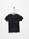 WE Girls Black "I'm Fine Thank You" Ribbed Tee - Size 122/128 (Estimated Age 7-8 Years) AB2
