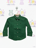H&M Boys Classic Green Button-Down Shirt - Size 110 (Estimated Age 4-5 Years) AB2
