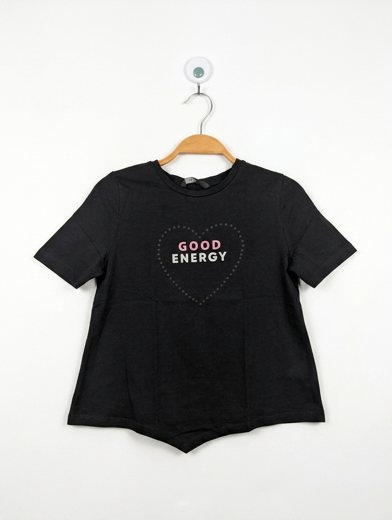 George Girls Black "Good Energy" Graphic Tee - Size 9-10 Years (Estimated Age 9-10 Years) AB2