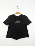 George Girls Black "Good Energy" Graphic Tee - Size 9-10 Years (Estimated Age 9-10 Years) AB2