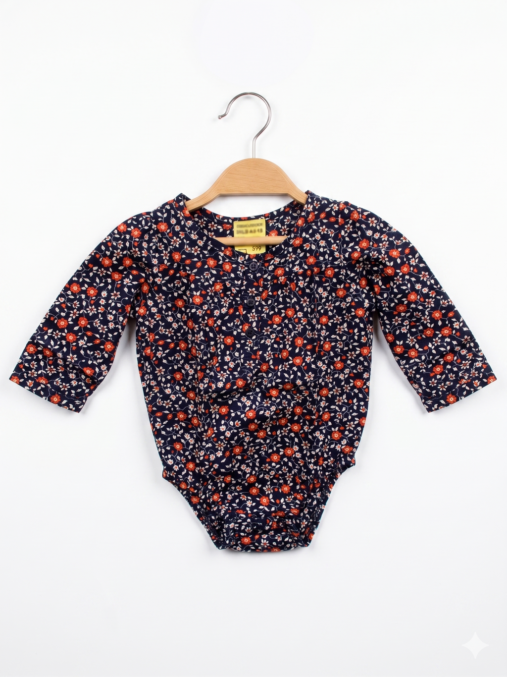 OshKosh B'gosh Baby Girls Navy Floral Bodysuit – Long Sleeve Cotton Romper (6 Months) AB1
