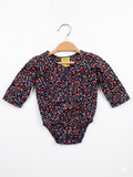 OshKosh B'gosh Baby Girls Navy Floral Bodysuit – Long Sleeve Cotton Romper (6 Months) AB1