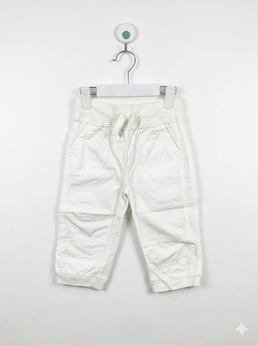U Collection Girls' White Cotton Comfort Cropped Trousers - Size 6 Years AB1