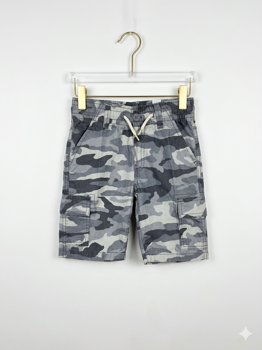 The Children's Place Boys' Grey Camouflage Cargo Shorts - Size 5 AB1