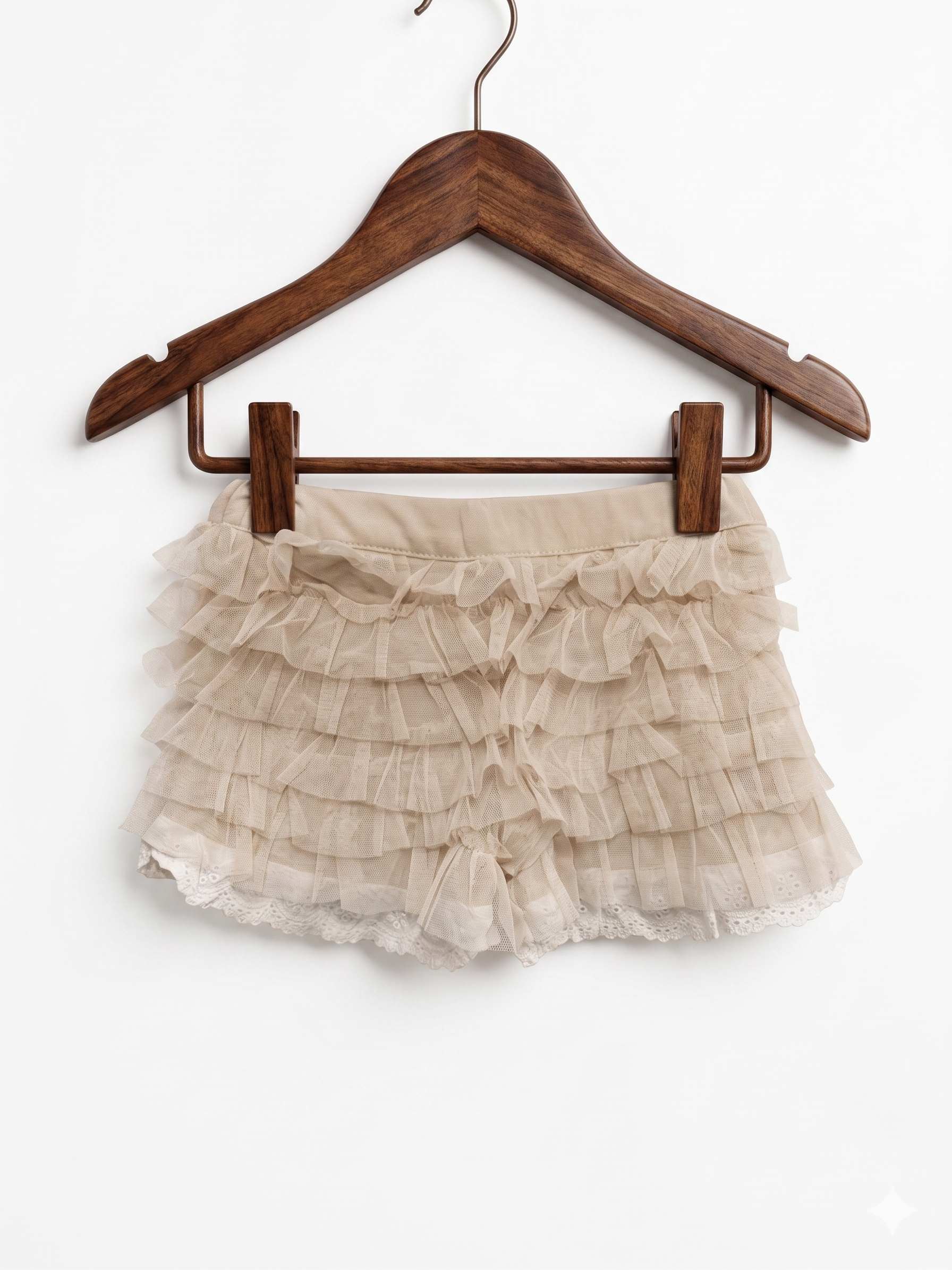 Boutique Japanese Style Beige Tulle Ruffle Bloomers - Size 80 (12-18 Months) AB1