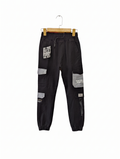 Retro Stitch Boys Black Graphic Print Multi-Pocket Cargo Joggers - Size Estimated Age 14 Years AB1