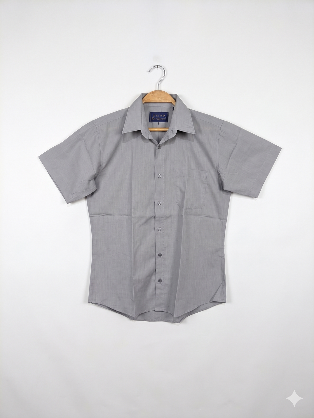Enrico Bertucci Boys Soft Grey Short Sleeve Button-Down Dress Shirt - Size Estimated Age 13-14 Years AB1