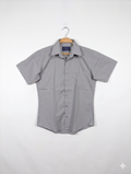 Enrico Bertucci Boys Soft Grey Short Sleeve Button-Down Dress Shirt - Size Estimated Age 13-14 Years AB1