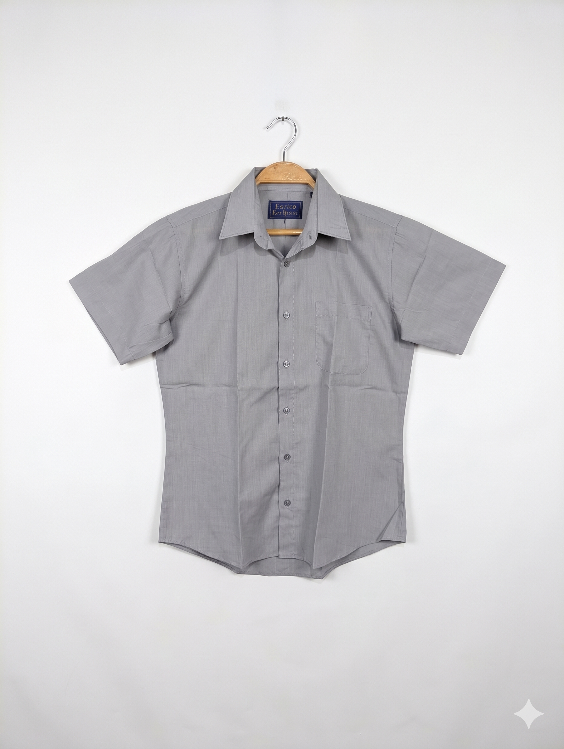 Enrico Bertucci Boys Soft Grey Short Sleeve Button-Down Dress Shirt - Size Estimated Age 13-14 Years AB1