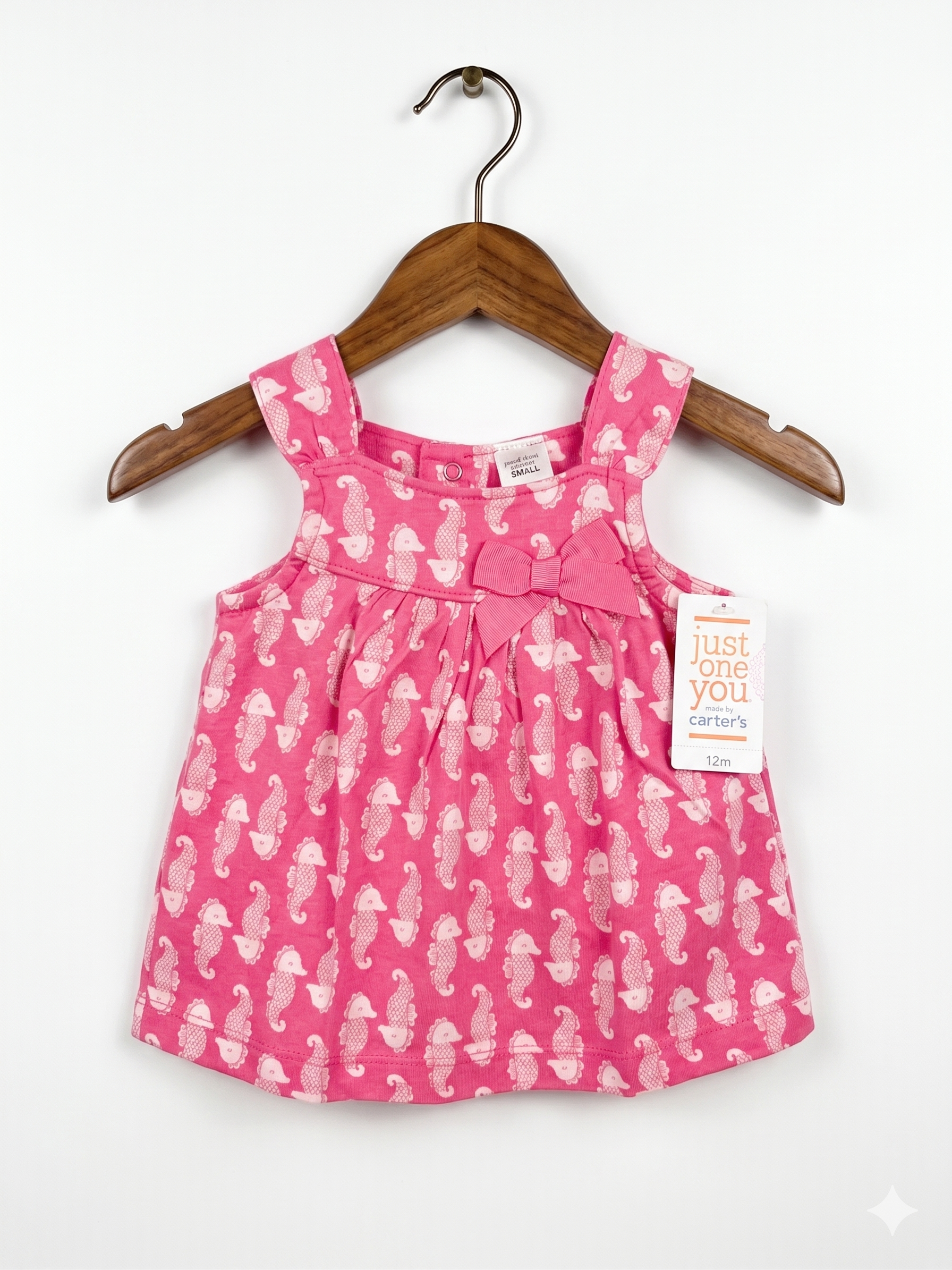 Just One You by Carter's Pink Seahorse Sleeveless Top - Size 12M (Fits 1 Year Old) AB1