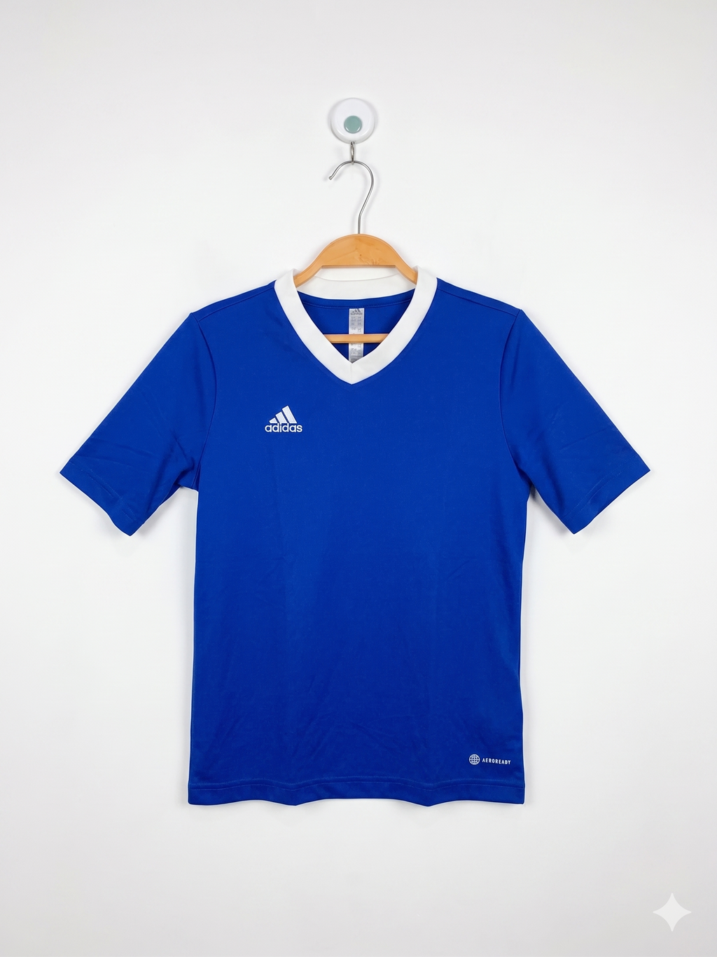 Adidas Kids Royal Blue "AEROREADY" V-Neck Short Sleeve Jersey - Size Estimated Age 11-12 Years AB1