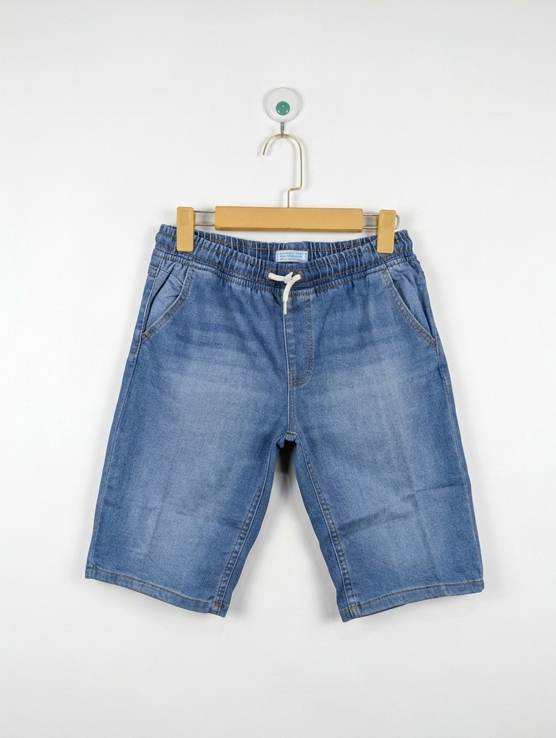Primark Cares Boys Blue Denim Drawstring Shorts - Size Estimated Age 11-12 Years AB2