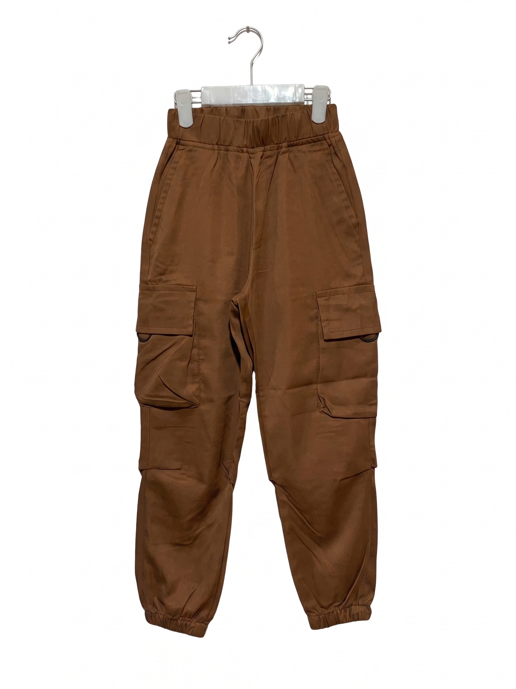 H&M Boys Toffee Brown Twill Cargo Joggers - Size Estimated Age 8Y AB1