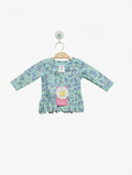 RuffleButts Baby Girls Sea Glass "Sea Glass Paisley" Long Sleeve Rash Guard - Size Estimated Age 3-6 Months AB2