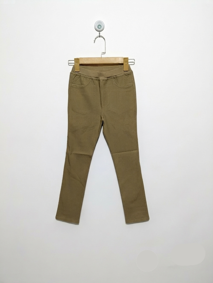 GU Girls Beige Slim-Fit Stretch Pants - Size 130 CM Estimated Age 8-9 Years AB2
