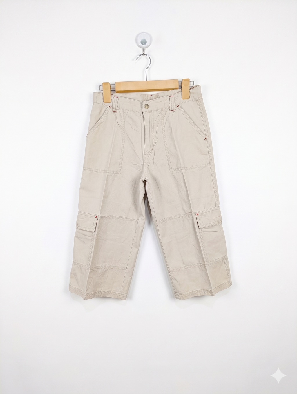 Uniqlo Boys Beige Cropped Utility Cargo Pants - Size 150 (Estimated Age 11-12 Years) AB1