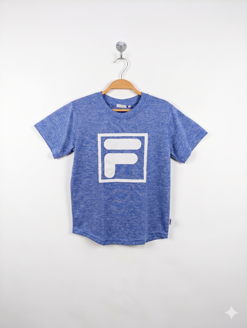 FILA Boys Royal Blue Space-Dye Large Box Logo Training Tee - Size 150 (Estimated Age 11-12 Years) AB1