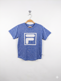FILA Boys Royal Blue Space-Dye Large Box Logo Training Tee - Size 150 (Estimated Age 11-12 Years) AB1