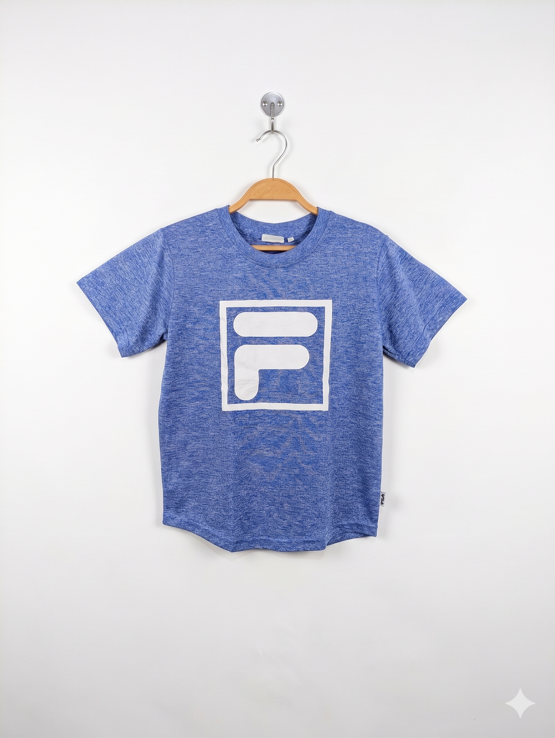 FILA Boys Royal Blue Space-Dye Large Box Logo Training Tee - Size 150 (Estimated Age 11-12 Years) AB1