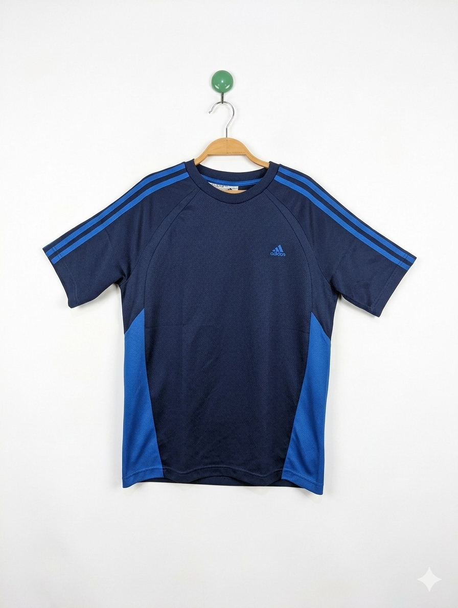 Adidas Boys Navy Blue & Royal Blue Athletic Short Sleeve Tee - Size XL (15-16Y) AB1