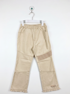 Dekubo Girls Beige Gingham Patchwork Ruffle Hem Trousers - Size 130 (Estimated Age 7-8Y) AB1