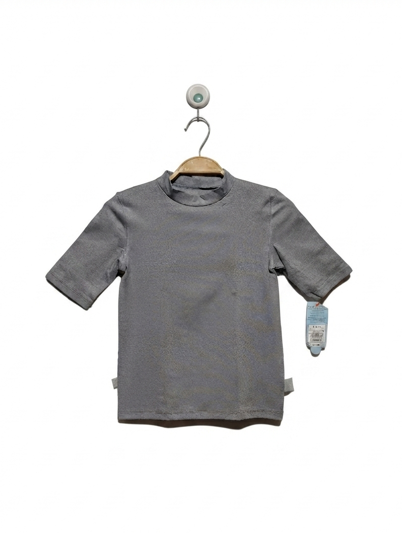 Cat & Jack Boys Grey Mock Neck Tee - Size S (6/7) (Estimated Age 6-7 Years) AB2
