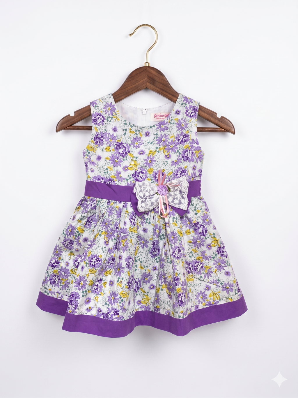 Sunboree Toddler Girls Purple Floral Party Dress - Size 4-5 Years AB1