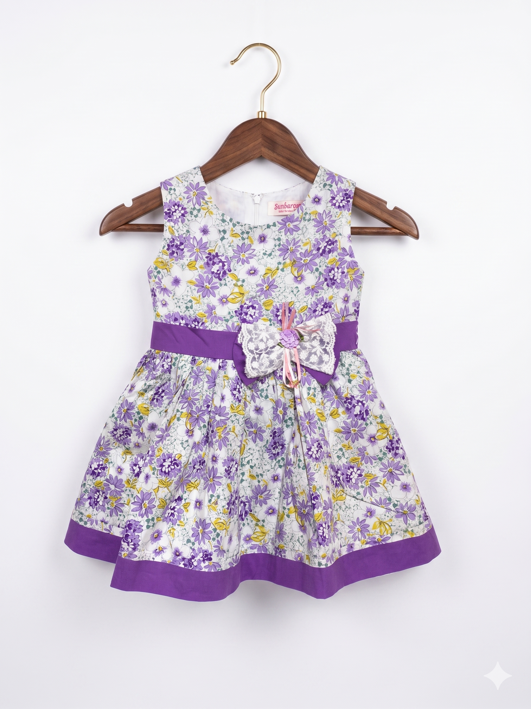 Sunboree Toddler Girls Purple Floral Party Dress - Size 4-5 Years AB1