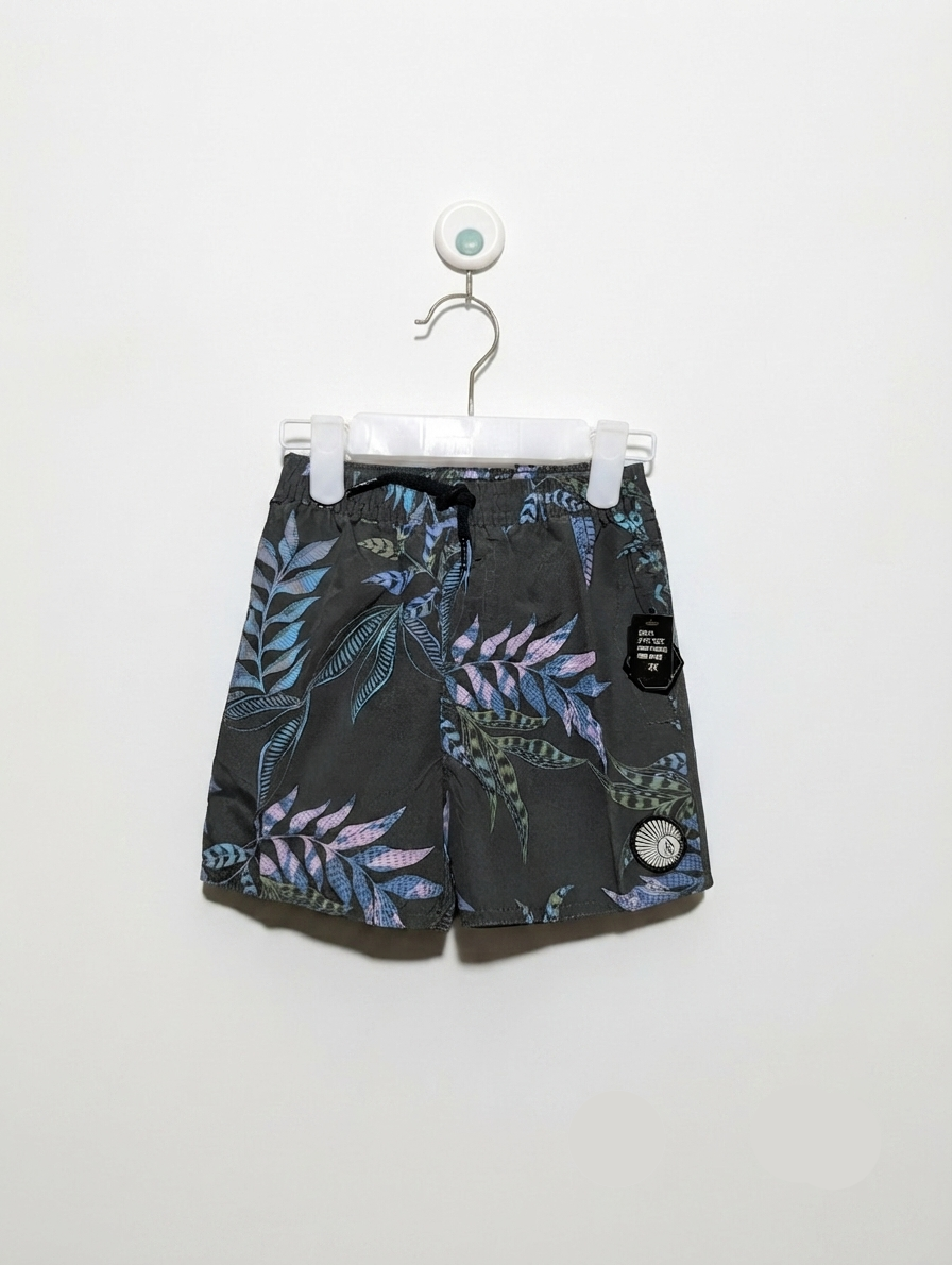 VOLCOM Boys Charcoal Tropical Leaf Swim Trunks - Size 2T Estimated Age 2 Years AB2