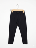 Y.F.K Girls Essential Black Lace-Trim Cropped Leggings - Size Estimated Age 8-10 Years AB1