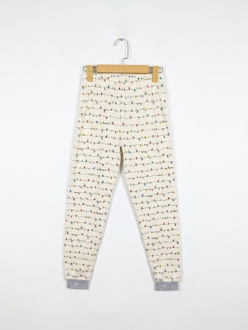 Roots Kids Girls Cream "Holiday Lights" Jogger Pants - Size Estimated Age 9-10 Years AB2