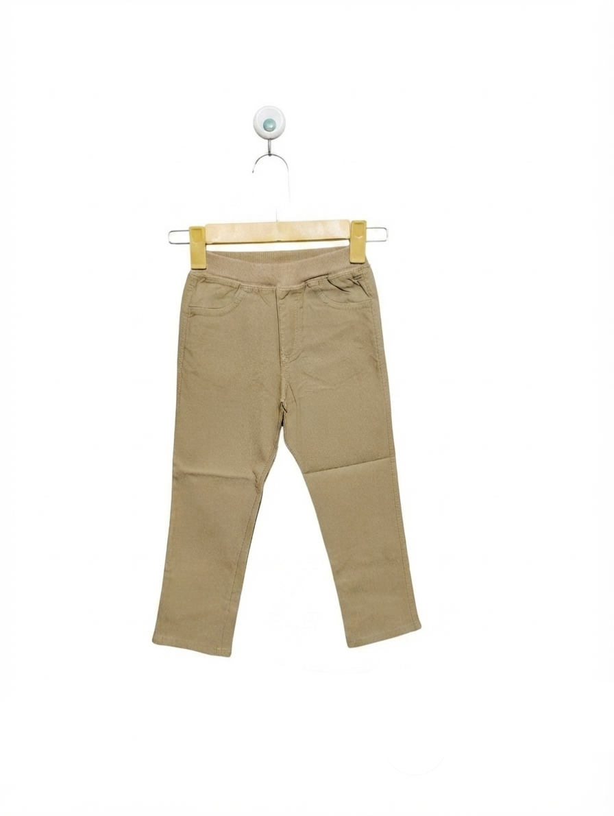 Uniqlo Boys Khaki Stretch Pull-On Casual Trousers - Size 100 Estimated Age 3 Years AB2