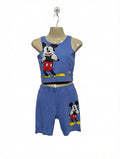 Disney Mickey & Friends Girls Blue Mickey Mouse Crop Top & Biker Shorts Set - Size 8-9 Years Estimated Age 8-9 Years AB2